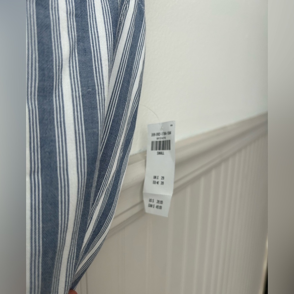 ⭐️ NEW Hollister Small Blue and White Striped Belted Mini Dress - Picture 3 of 5